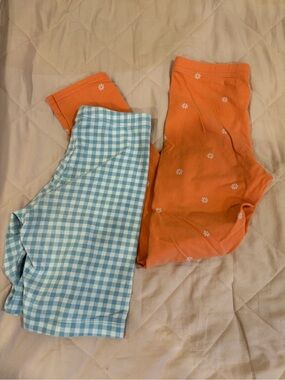 Lot of Old Navy bottoms - Orange Daisy Print & Blue Gingham Print